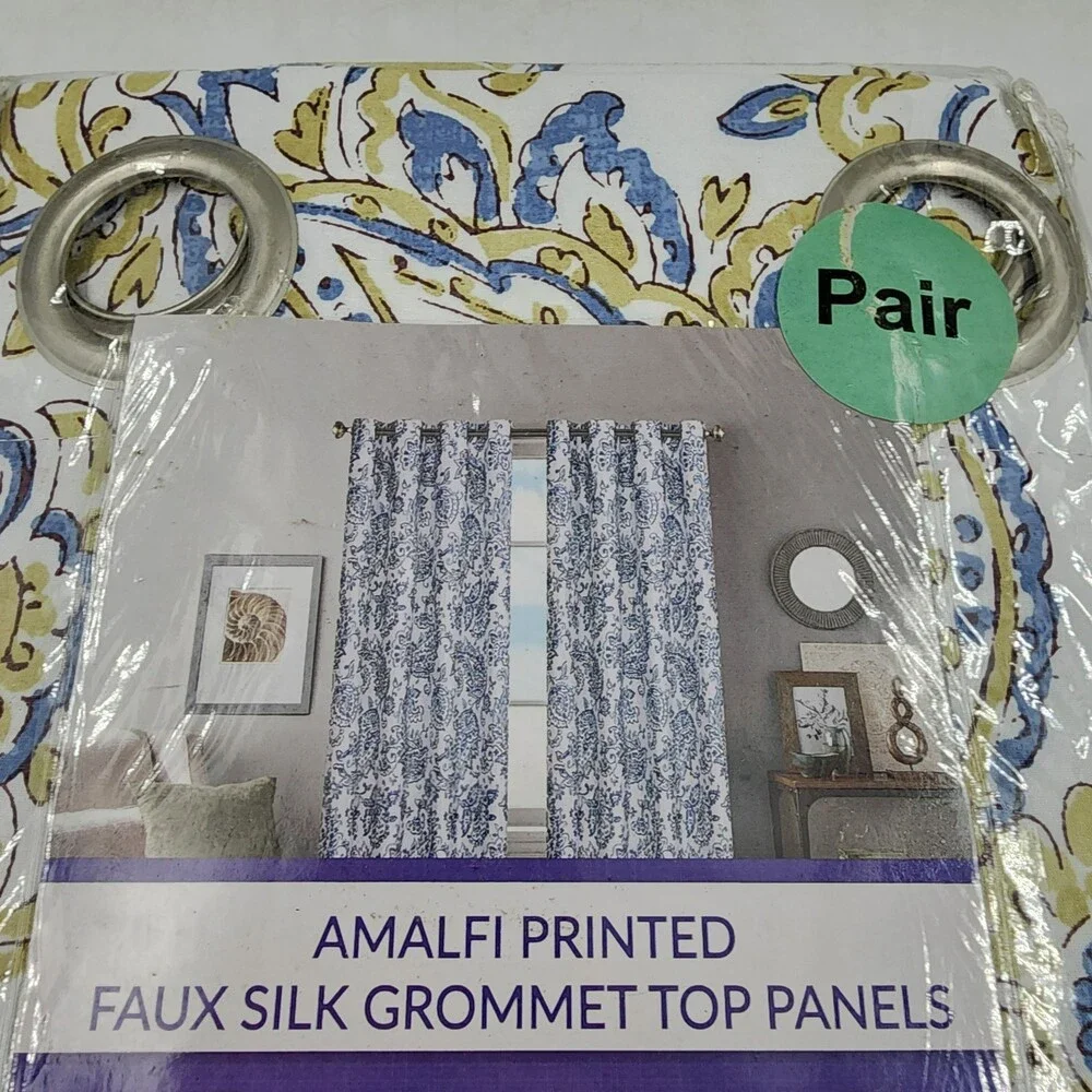 HLC.me Amalfi Paisley Faux Silk 100% Blackout Room Bedroom Panels - Set of 2